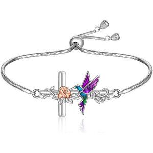 Hummingbird Bracelets for Women Sterling Silver Bird Hummingbird Bracelet Cross